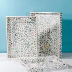 Staunton And Henry Jose Mother Of Pearl White Rectangle Tray Decorative Objects