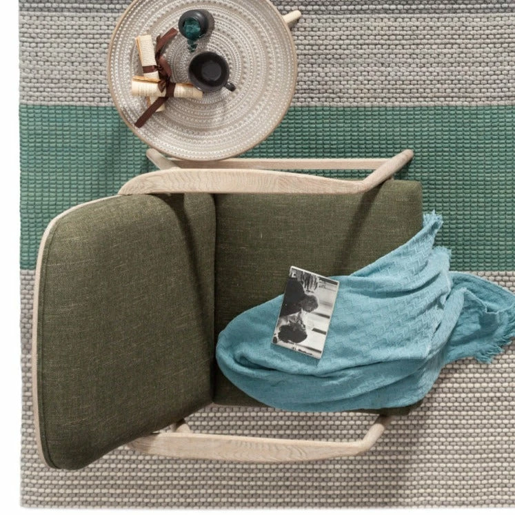 Staunton And Henry Grey And Turquoise Chunky Weave Rug