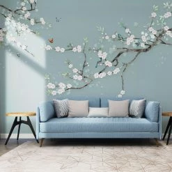 Staunton And Henry Blue Oriental Cherry Blossom Wall Mural Wall Decor