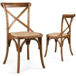 Staunton And Henry Solid Wood & Rattan Country Chair - Vintage Finish Furniture