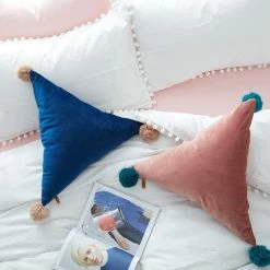 Staunton And Henry Triangle Pom Pom Cushion Home Accessories