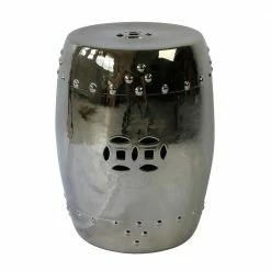 Staunton And Henry Silver Chinese Ceramic Drum Stool Furniture