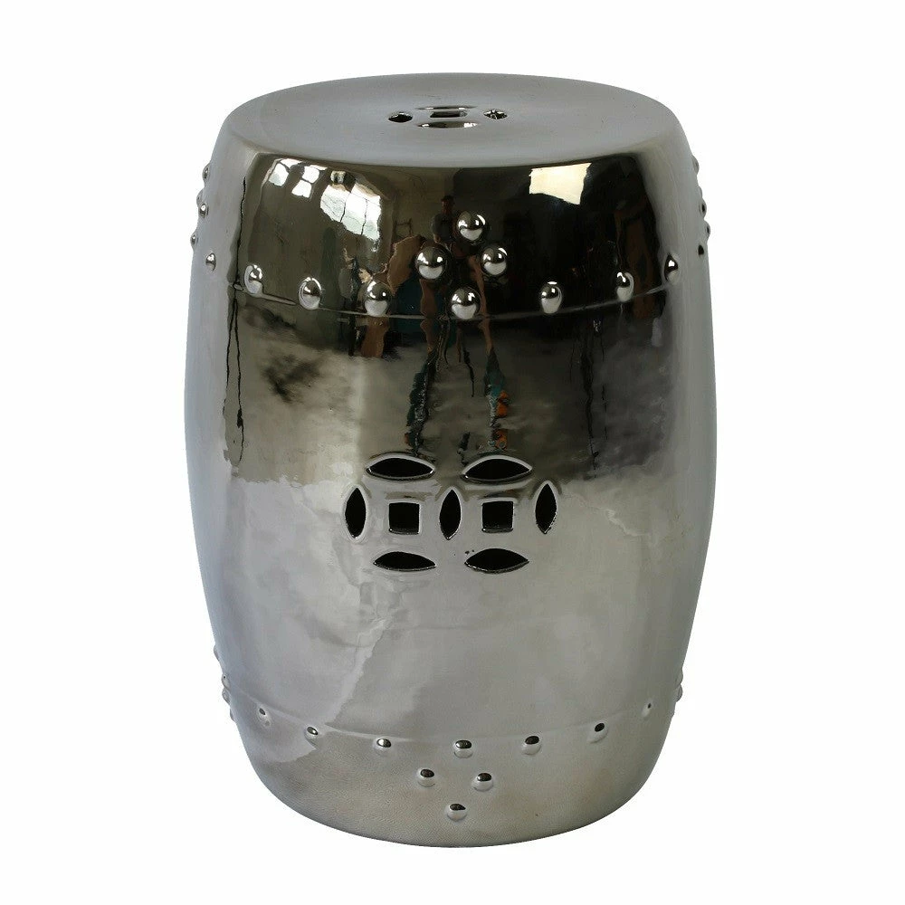 Staunton And Henry Silver Chinese Ceramic Drum Stool Furniture