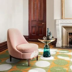 Staunton And Henry Rugs Austin Retro Circle Green And Orange Wool Rug