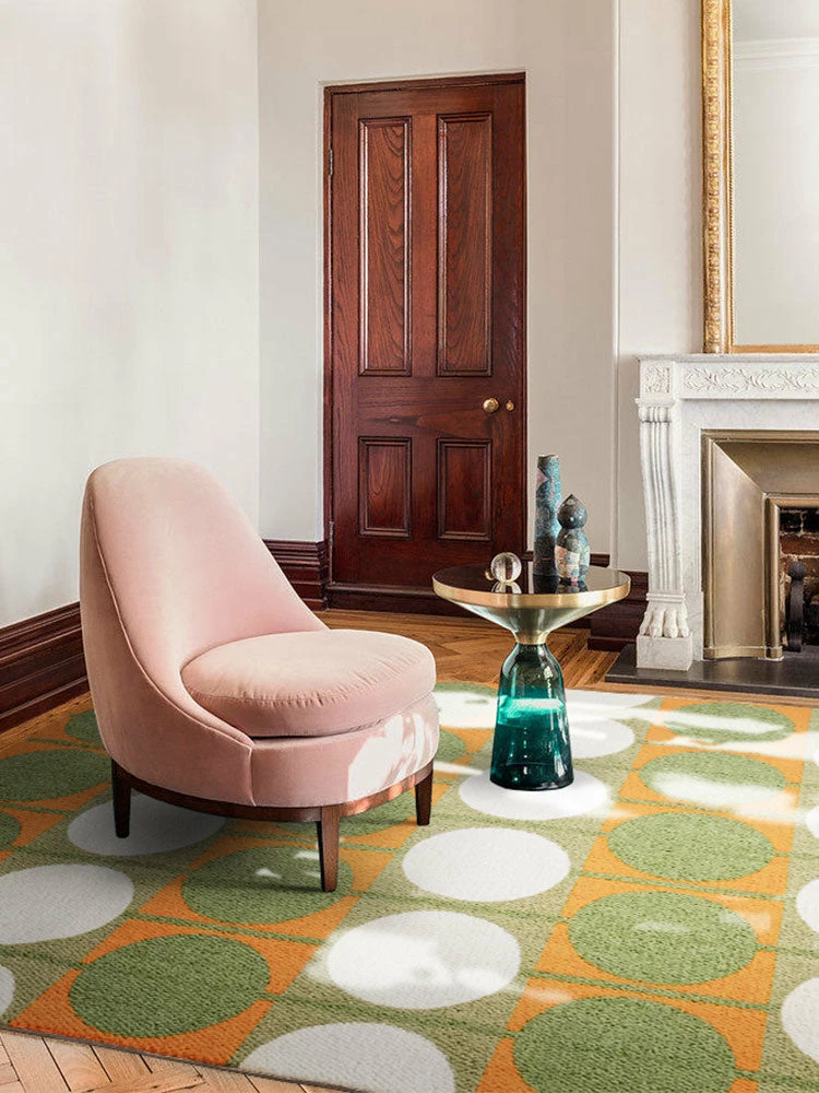 Staunton And Henry Rugs Austin Retro Circle Green And Orange Wool Rug