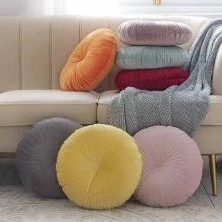 Staunton And Henry Georgian Round Velvet Throw Cushion