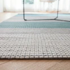 Staunton And Henry Grey And Turquoise Chunky Weave Rug