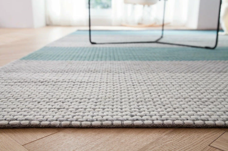 Staunton And Henry Grey And Turquoise Chunky Weave Rug