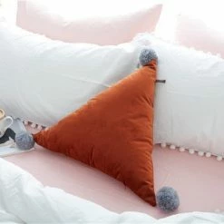 Staunton And Henry Triangle Pom Pom Cushion Home Accessories