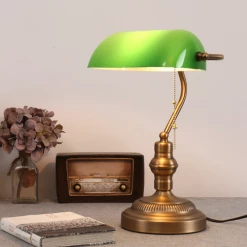 Staunton And Henry Vintage Bankers Lamp In Green Lighting