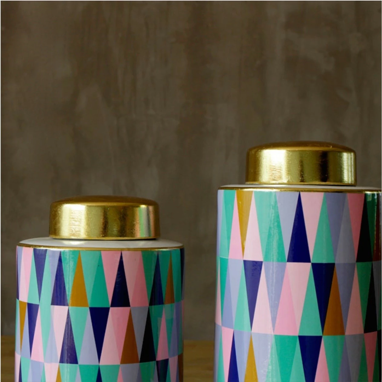 Staunton And Henry Pastel Geomatric Pattern Urn Vases Home Accessories