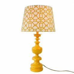 Staunton And Henry Modern Yellow Lamp & Patterned Shade