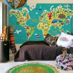 Staunton And Henry Wall Decor Kids World Map Wall Mural