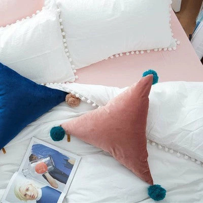 Staunton And Henry Triangle Pom Pom Cushion Home Accessories