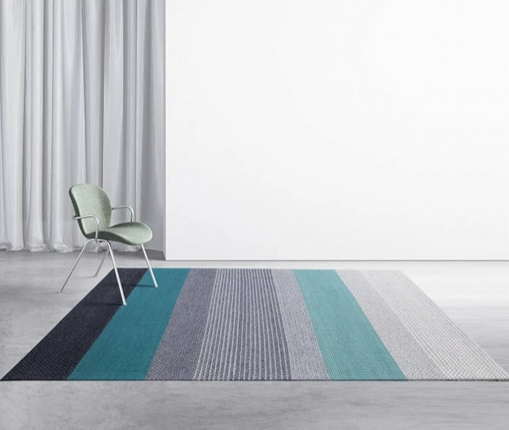 Staunton And Henry Grey And Turquoise Chunky Weave Rug