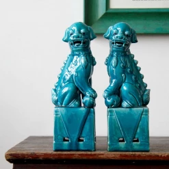 Staunton And Henry Blue Foo Dogs - Set Of 2 Home Accessories
