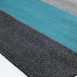 Staunton And Henry Grey And Turquoise Chunky Weave Rug