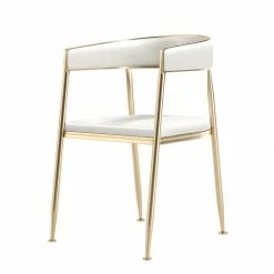 Staunton And Henry Furniture Ella PU Leather Dining Chairs With Gold Legs (Set Of 2)