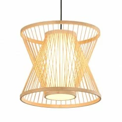 Staunton And Henry Double Cone Japanese Bamboo Ceiling Light