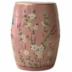 Staunton And Henry Furniture Modern Chinese Ceramic Hand-Painted Stool