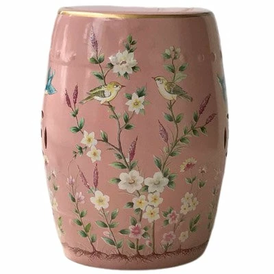 Staunton And Henry Furniture Modern Chinese Ceramic Hand-Painted Stool