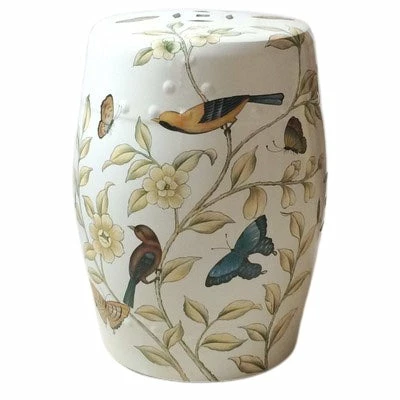 Staunton And Henry Furniture Modern Chinese Ceramic Hand-Painted Stool