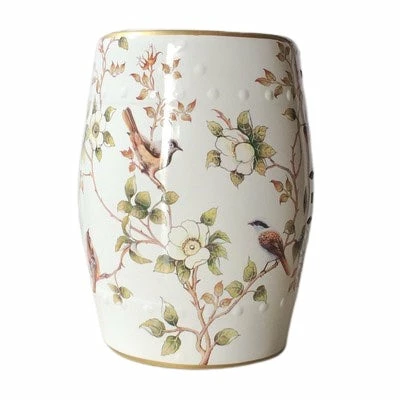 Staunton And Henry Furniture Modern Chinese Ceramic Hand-Painted Stool